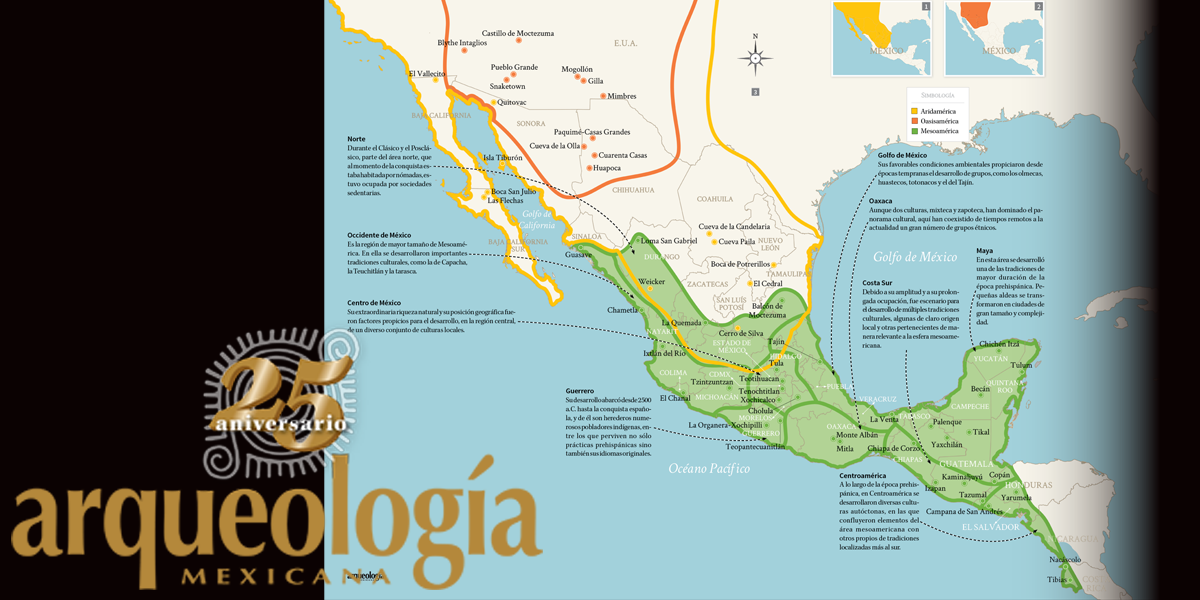 Áreas culturales: Oasisamérica, Aridamérica y Mesoamérica | Arqueología  Mexicana